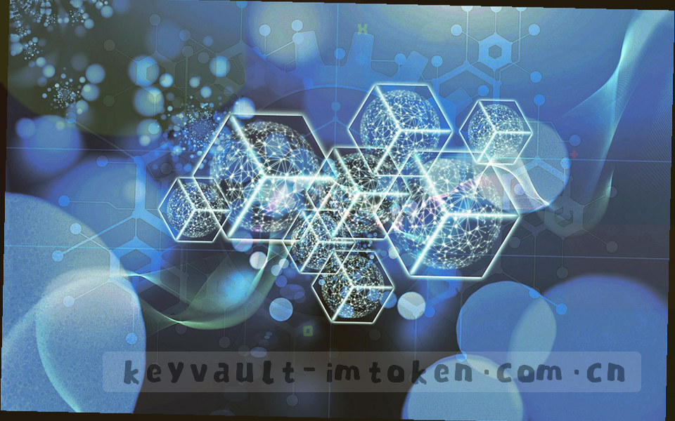 七组几何模块按网格排列，代表 IMTOKEN 钱包的七条产品线，青色描边区分为端与工具